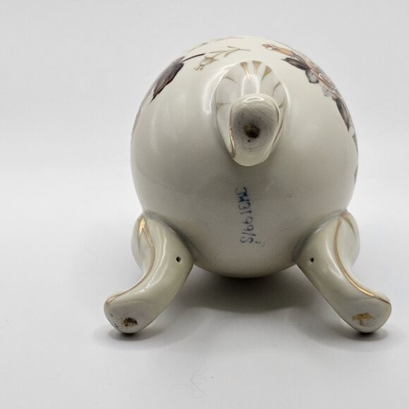 Vintage Porcelain Egg Vase on Legs Gold Trim Brown Rose Floral Pattern 4” Tall - Picture 4 of 5